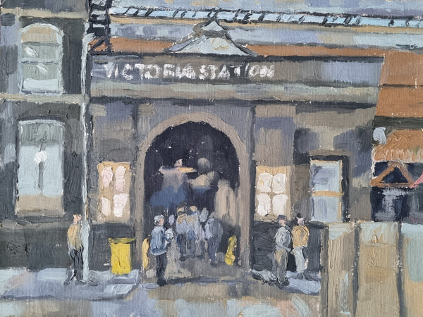 Manchester - " Victoria Station " - Oil Painting