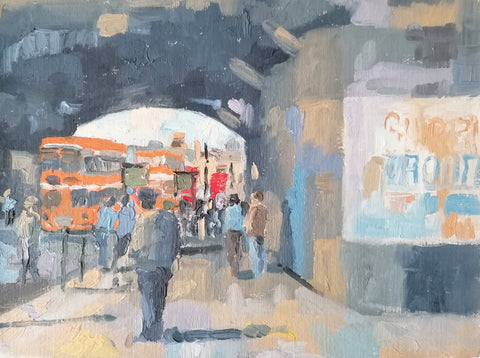" Bus stop " - Oil Painting
